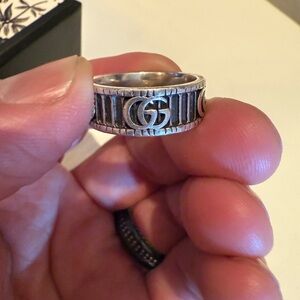 Gucci Silver Ring with GG Logo